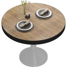 Ggmmöbel GGMMÖBEL Brasil Table Top, Diameter 70 cm, Oak, Wooden Top, Perfect for Folding Coffee Table, Kitchen Table, Dining Table, ABS Edge, HPL Coated, Restaurant, Cafe, Bar