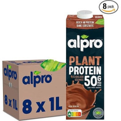 Alpro Protein Drink Soy Chocolate 8 x 1 L | 100% Vegetable | Lactose Free | Low Sugar | Rich in Vegetable Protein