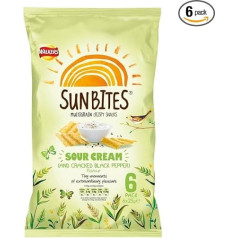 Walkers SunBites Vollkorn Snacks - Sour Cream & Cracked Black Pepper (6x25g) - Packung mit 6