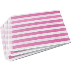 Sabco - 100 Pink Candy Stripe Paper Bags 10 x 14 inch Candy Bags for Candy Party Favor Pick n Mix Wedding Candy Gift Bags (100, 10 x 14 inch)