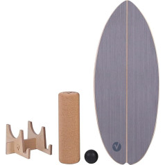valuents Wooden Balance Board - Rounded Corners - Includes Roller for Neuromuscular Response Training +Plus: Bracket & Ball