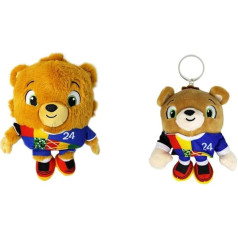 UEFA Euro 2024 - Plush Figure Mascot Albärt - 27 cm - Made from Recycled PET & Plush Keyring/Keyring Mascot Albärt - 12 cm - Made from Recycled PET