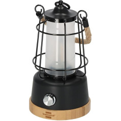 Brennenstuhl CAL 1 LED Battery Camping Lamp (350 lm, IP44, up to 75 Hours Light Duration, Fully Dimmable, Colour Temperature Adjustable, Rechargeable USB Outdoor Lamp with Hemp Rope and Bamboo Base)