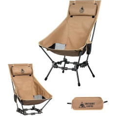 OneTigris Dragonhide Camping Chair, High-Backed Chair, Foldable Chair, 125 kg, Lightweight Camping Chair, Fishing Chair, Foldable with 2 Side Pockets, Folding Chair, Ultralight for Outdoor, Hiking