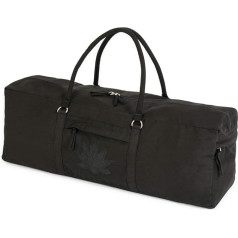 Yoga Studio YS/KitBag/SolidColours/Black Yoga Kit, 71 x 23 x 18 cm, Cotton Yoga Mat Bag with Storage Pockets, YKK Zipper, Black, Size: 71 cm x 23 cm x 18 cm