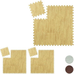 Relaxdays 27 x Floor Protection Mats, Puzzle Mats for Sports and Fitness Equipment, Approx. 2.55 m², EVA Foam, BPA-Free, Wood Look, Natural