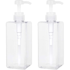 Empty Pump Bottles, Plastic, Refillable, Lotion Soap Dispenser, Liquid Container for Kitchen or Bathroom, Soaps, Shampoo and Shower Gel, Pack of 2, Clear