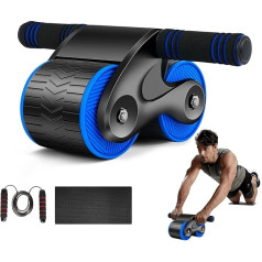 Flintronic Automatic Rebound Abdominal Roller, 2023 New Wheels Roller Abdominal Trainer, AB Roller Abdominal Trainer, Ab Trainer Fitness Equipment with Knee Mat and Timer, for Fitness, Training,