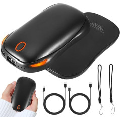 SUNJULY Handwärmer Elektrisch, 2 Stück 5000 mAh USB Handwärmer Wiederaufladbar, Tragbarer Tlektrischer Taschenwärmer Powerbank mit 3 Wärmestufen Wintergeschenke für Frauen Mann Outdoor Sportarten
