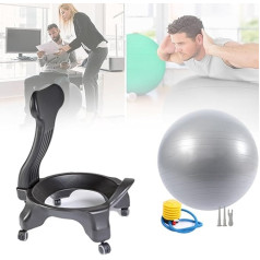 XCSCUK Yoga Ball Chair, Ergonomic Fitness Ball Seat, Office Balance Ball Posture Chair for Adult/Pregnant Women (Grey)