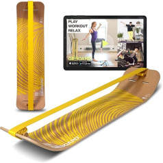 GIBBON Giboard Set - Zen Yellow/Blue | Innovative Balance Board | Balance Trainer | Interactive Training with App | For Home & Travel | Ideal for Tricks & Workouts | Includes Slackline