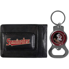 Siskiyou Kartenhalter und Flaschenöffner aus Leder mit Schul-Logo, Schlüsselanhänger für Spieltag