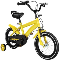 Brride 14 Inch Children's Bicycle from 3 Years, Boys Girls Children's Bicycle for from 3-6 Years, Children's Bicycles with Stabilisers, Height Adjustable, Children's Bicycle Cool Yellow