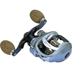 Quantum Vapor Baitcast Fishing Reel, Size 100 Reel, Continuous Anti-Reverse Clutch, Composite Cork Handle Knobs, 7.0:1 Gear Ratio, Silver/Black