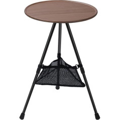 BWGHBH Folding Camping Table, Lightweight Outdoor Table, Height Adjustable, Perfect for Picnics, Fishing Beaches, Round, 37 cm (Wood Colour)