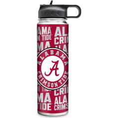 Rico Industries NCAA Alabama Crimson Tide Stainless Steel Tumbler with Lid 22 Oz Ideal for Coffee, Tea, Water or Cocktails