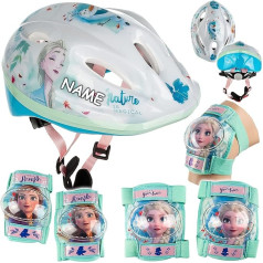 alles-meine.de GmbH 5 Piece Set - Safety Set - Children's Helmet / Bicycle Helmet - Frozen - Size 52-56 - Approx. 3 to 15 Years - Adjustable Sizes / Grows with Your Child - TÜ..