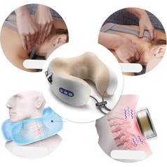 1 x Massager for the Cervical Spine, Head and Chin Support Pillow for Travel, Neck Massager & Travel, U-shaped Neck Support Pillow, U-shaped Pillow, Travel Pillow, Grey HONMEET