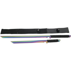 THIRD Set of Blades H0128C 48 cm Stainless Steel Blade Titanium Coated Rainbow with Twisted Rope Handle with Nylon Case