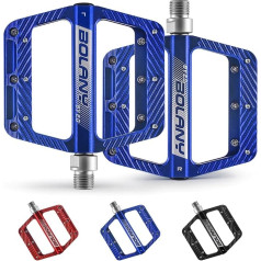 BOLANY Mountain Bike Pedals 3 Bearings Aluminium Alloy Flat Pedals, CNC Made, Non-Slip on Both Sides, Lightweight Design, Bicycle Platform Pedals 9/16 Inch MTB BMX Road Bicycle Pedal