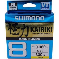 SHIMANO Kairiki 8, 300 m, yellow, 0.230 mm/22.5 kg, 8-fold braided fishing line, 59WPLA68R37