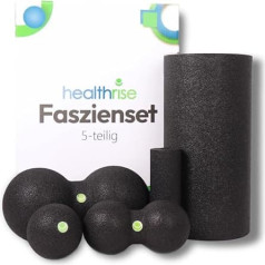Health Rise Fascia Set for Optimal Self Massage, 5 Pieces, Includes Fascia Roller, Duoball 8/12 cm, Mini Roller, Effective Muscle Massage and Relaxation, Perfect for Home Use and Fitness ​​