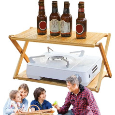 Camping Table Shelf, Foldable Camping Shelf, 2-Tier Heavy Duty Wooden Display Shelf, Collapsible Shoe Rack Organiser, Heavy Duty Multifunctional Folding Bathroom Shelf, Rega