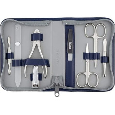 marQus Manicure set with pliers and glass file, 8 pieces, nail care set in high-quality leather case, complete set for men and women.