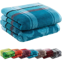 Erwin Müller Ludwigsburg Bath Towel Set of 2 – 100% Cotton – Petrol Size 70 x 140 cm – Cuddly Soft, Absorbent, Voluminous – practical with Loops on Both Sides (Other Colours)