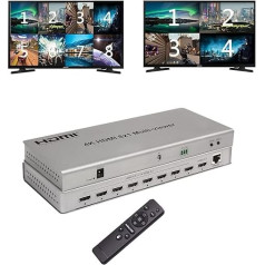 4K Switch Multi-Viewer 8 in 1 Out (10 Switching Modes) HDMI Switcher Audio Splitter Supports Ultra HD Seamless Switching Function with IR Remote Control