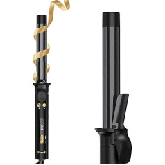 Terviiix Revolutionary Automatic Rotating Curling Iron - Professional Curling Iron for Long Hair, 25 mm Ceramic Drum with Argan Oil & Keratin, 9 Heat Settings, Black
