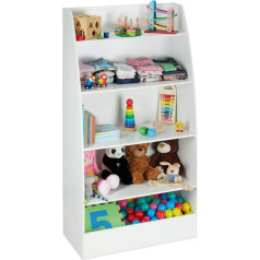 Relaxdays Children's Bookcase with 5 Compartments, Hallway, Living Room & Children's Room, Standing Shelf, 152 x 80 x 40 cm, White