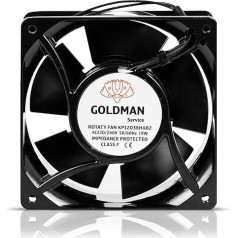 GOLDMAN SERVICE High Temperature Axial Fan for Plug-In Fireplace Cassette Quiet with Powerful Metal Blades Dimensions: 120 x 120 x 38 mm