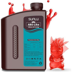 SUNLU ABS-Like 3D Printer Resin 2 kg, 405 nm UV-Curing Standard Photopolymer Quick Resin for LCD/DLP/SLA 3D Printing, Non-Brittle & High Precision, Transparent Red 2000G