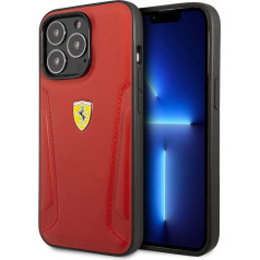 Ferrari Mobile Phone Case for iPhone 14 Pro in Red with Hot Embossed Sides, Protective Genuine Leather, Durable & Anti-Scratch Case with Easy Snap-on, Shock Absorption & Signature Logo