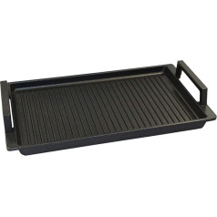 Eurolux Cast BBQ Grill Plate 41 x 24 cm with Side Handles All Hobs Including Induction and Grill Non-Stick Coating Coated Surface Ribbed Made in Germany