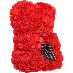 Brandsseller Rose Bear Approx. 35 cm High Decorative Rose Teddy Bear - Gifts for Women / Men Romantic Accessory - Birthday - Anniversary - Wedding Anniversary and Many More Red