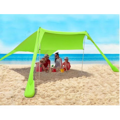 Beach Tent Sun Protection Beach Tents Beach Shelter Shell UPF50+ with Sand Shovel, Pegs and Stability Poles, Outdoor Shade for Camping Trips, Fishing, Backyard Fun or Picnics