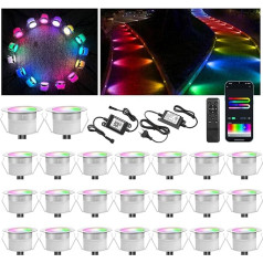 20 WiFi RGB + IC LED Mini Spot 12 V, Diameter 31 mm Recessed Floor Spotlights, Outdoor LED Recessed Floor Lights, Stair Lighting, IP67 Waterproof, App Controllable, LED Recessed Spotlight, Compatible