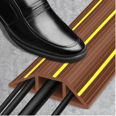 Floor Cable Protector 3M Cable Cover for Wires Floor Cable Heavy Duty Rubber Floor Cord with 3 Large Channels Brown and Yellow