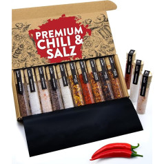 TIMBER TASTE® Hot Salt & Chili Spices Gift Set [Up to 1,200,000 SCOVILLE] - Exquisite Salts & Chili Spices from Around the World - Special Spice Gift Set for Men and Women - Set of 10