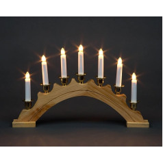 SHATCHI Wooden Arch Candle Bridge 7 Light Window Christmas Home Decoration Natural 44 x 4.5 x 27cm