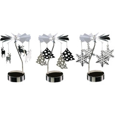 Beaupretty Pack of 3 Rotating Candle Holders Metal Snowflake Christmas Tree Reindeer Spider Tea Light Candle Holder Christmas Candle Spinner for Christmas Wedding Gifts