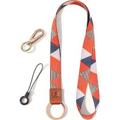 SENLLY Neck Strap Lanyard Strip with Genuine Leather for Keys, ID Badge Card Holder, License Holder, Mobile Phones