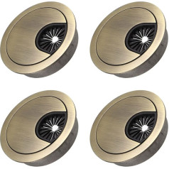 METALLIXITY Pack of 4 Cable Cord Eyelet (50 mm/1.97 Inches) Zinc Alloy Round Cable Hole Cover Wire Organiser - for Home Desk Cable Wire Management Bronze Tone