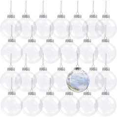 Kingrol Pack of 30 Christmas Baubles 8 cm Transparent Fillable Christmas Tree Baubles DIY Tree Decoration Christmas Decoration Christmas Tree Decoration for Wedding Party