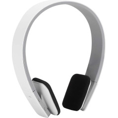 Goshyda Headset, Ergonomic Wireless Bluetooth Stereo Heavy Bass Audio Hands-Free Headphones with Microphone for Outdoor Sports Running Fitness (White)