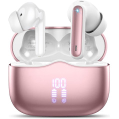 xinwld Bluetooth Headphones, Wireless Bluetooth 5.3 In-Ear Headphones with 4 ENC Noise Cancelling Mic, Wireless Headphones Deep Bass Wireless Earbuds 40 Hours, IP7 Waterproof Earbuds, Pink