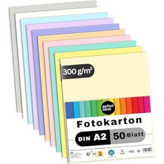 perfect ideaz - 50 Sheets Photo Card DIN A2, 10 Colours, Sturdy Recycled Card 300 g/m², Made in Germany, Blue Angel Certified