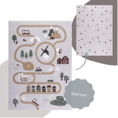 Kleinling® Children's Room Rug Children's Play Mat [2-in-1] Reversible Girls Boys Washable Pure Cotton 120 x 160 cm Grey